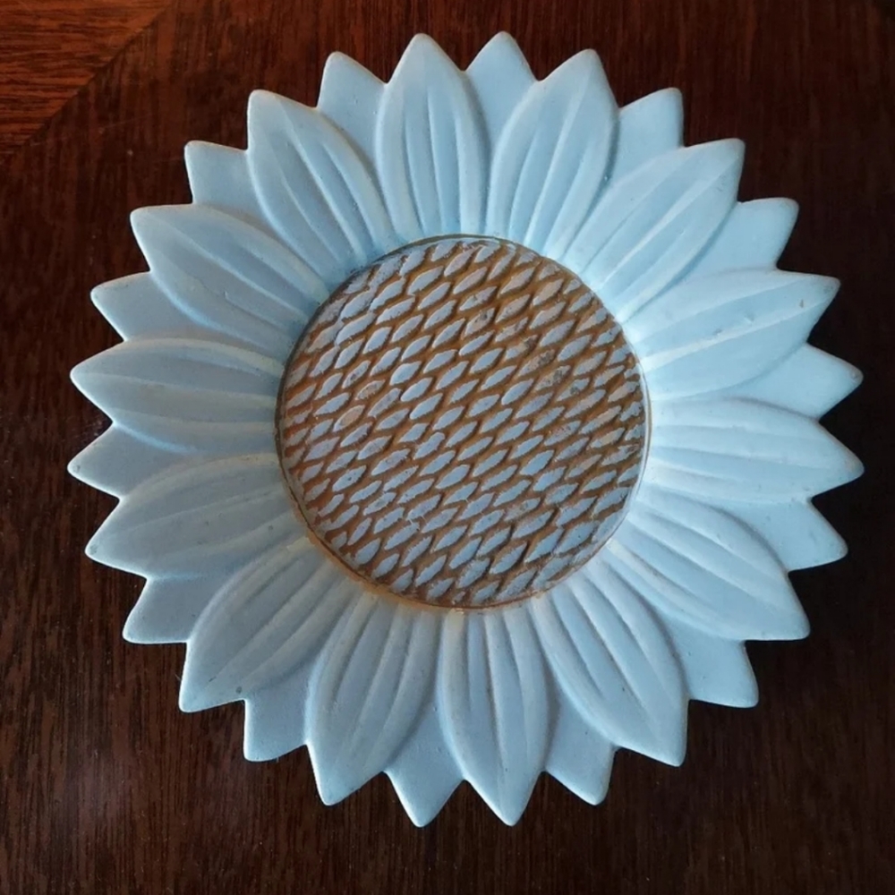 VINTAGE NWT LINENS 'N THINGS SUNFLOWER CERAMIC CANDLE DISH & TRINKET DISH